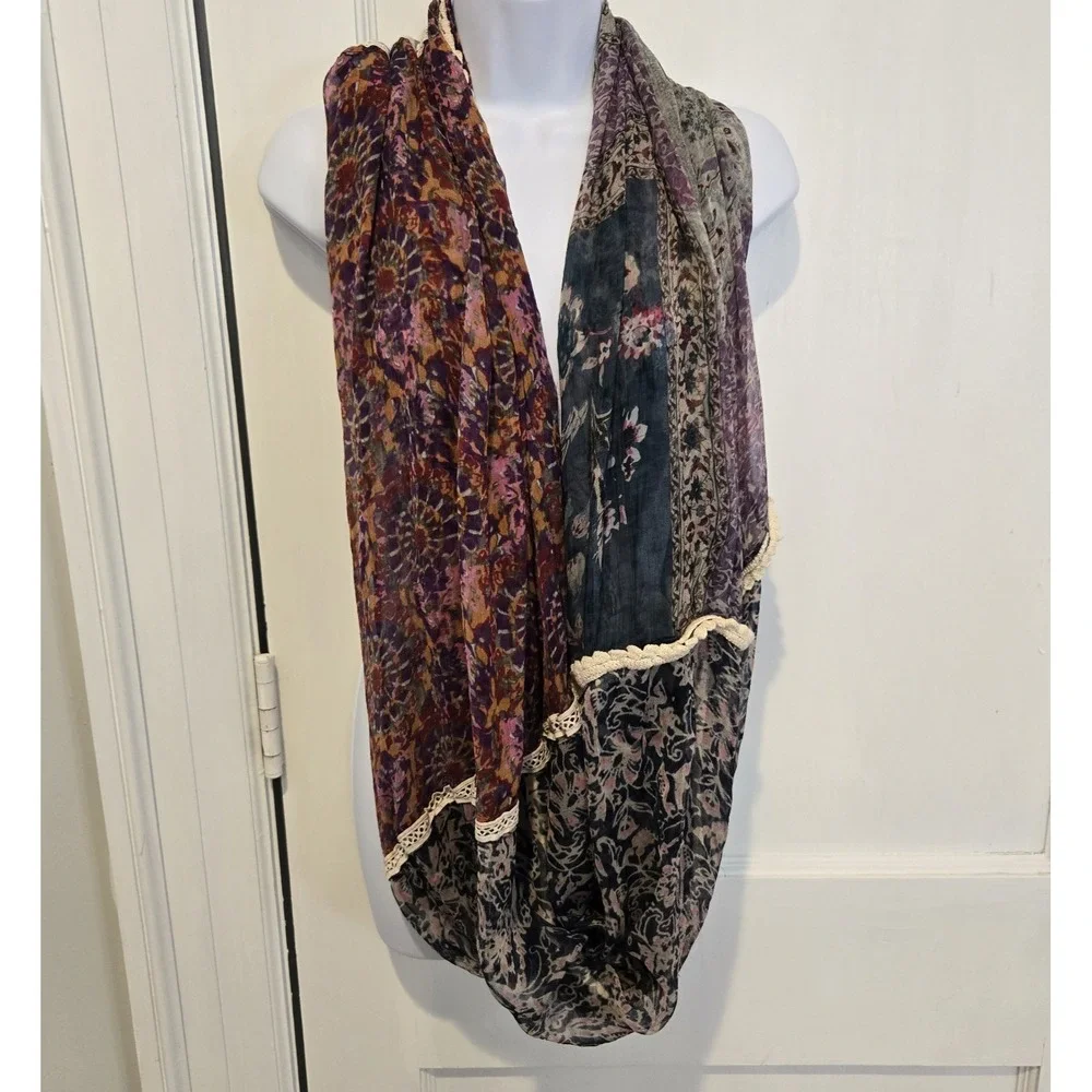 Unbranded Women's Infinity Scarf Multi‎ Patterned Crochet Trimmed